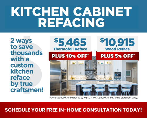 Kitchen Cabinet Refacing special offer ending July 31.